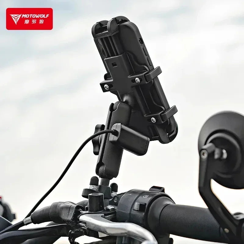Support téléphone moto avec chargeur USB rapide QC3.0 – fixation guidon ou rétroviseur, idéal GPS - vue 3