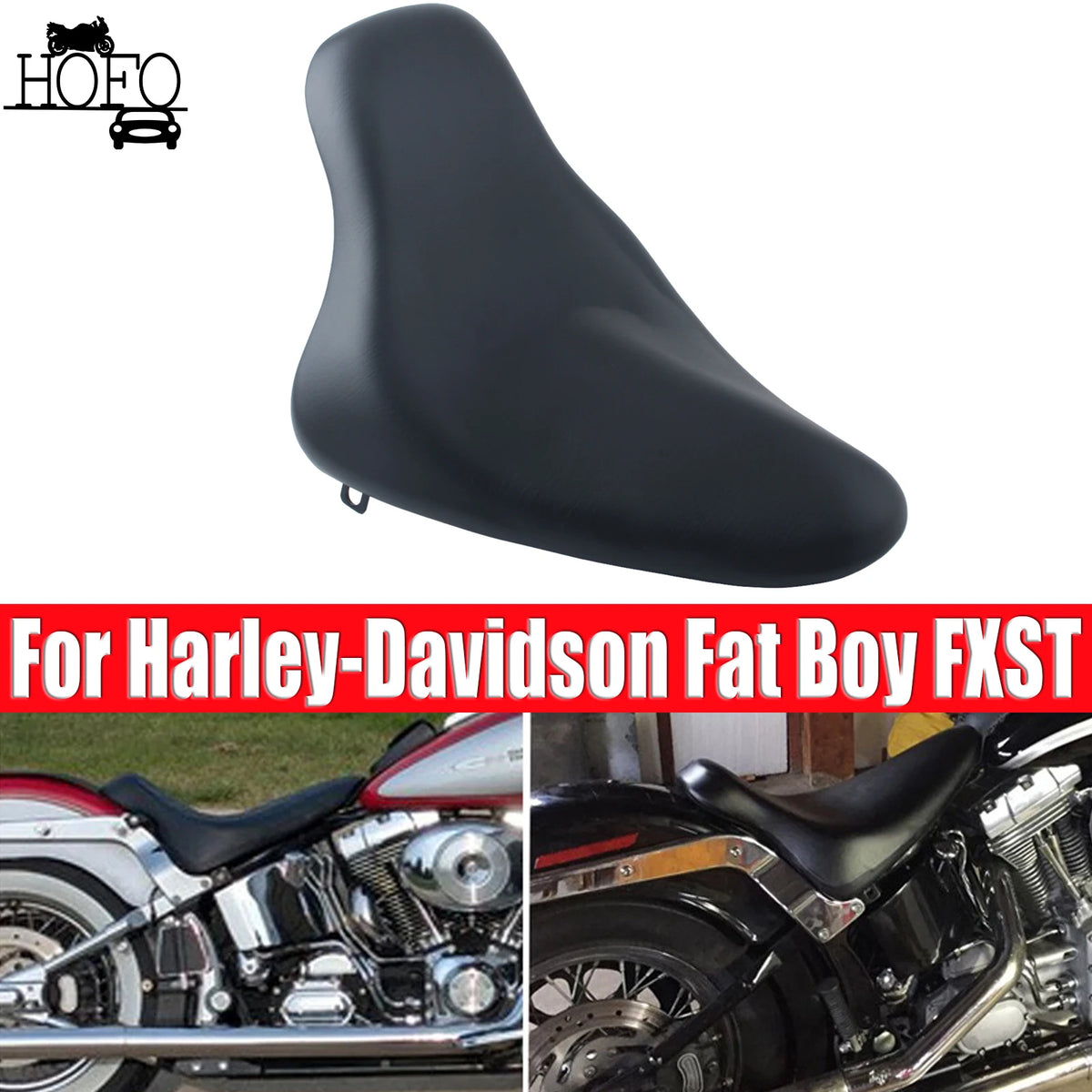 Selle solo Butt Bucket en similicuir noir pour Harley-Davidson Fat Boy FXST / FLST / FLSTF