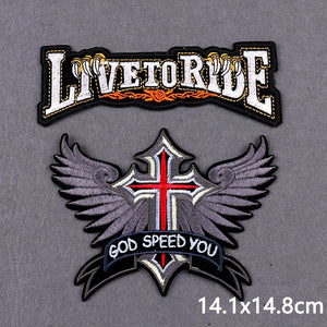 Écusson brodé Live To Ride motard punk à coudre ou repasser sur veste - vue 37