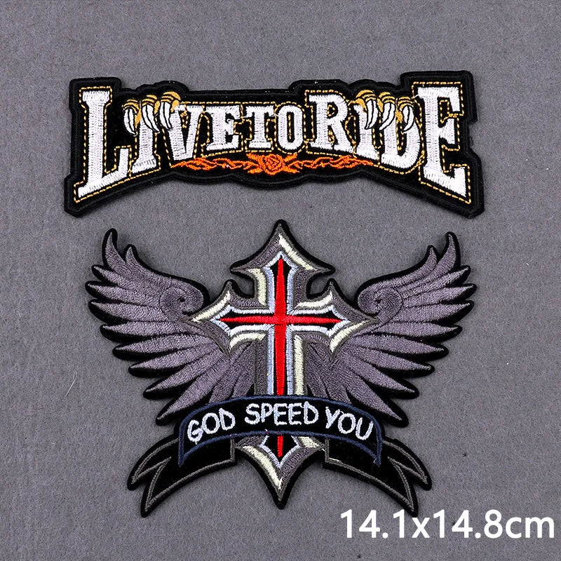Écusson brodé Live To Ride motard punk à coudre ou repasser sur veste - vue 37