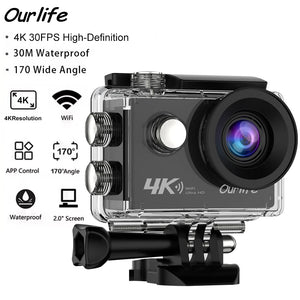 Caméra sport Ourlife noire avec écran WiFi - vue 1