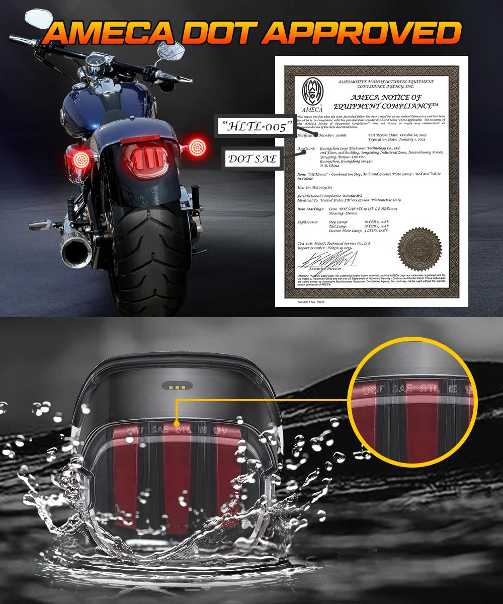 Feu arrière LED pour Harley Sportster Dyna Touring - vue 5
