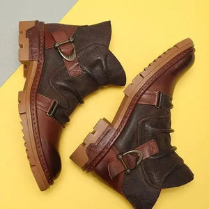Bottes cuir motard bout rond - vue 7