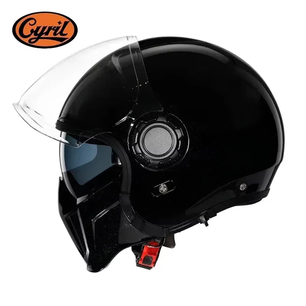 Casque moto modulaire rétro noir CYRIL OP12A - vue 1