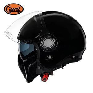 Casque moto modulaire rétro noir CYRIL OP12A - vue 1
