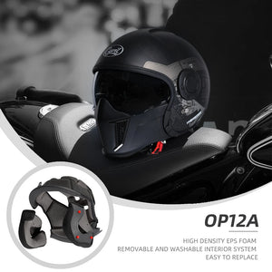 Casque moto modulable rétro, vue de trois quarts - vue 5
