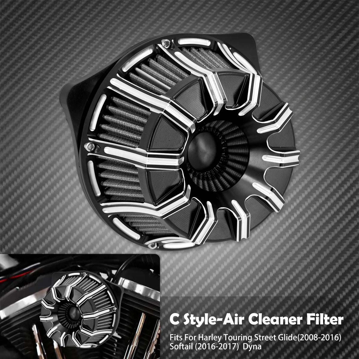 Filtre à Air CNC à Boîtier Ouvert - Harley-Davidson Sportster, Dyna, Softail, Touring – photo 7/10