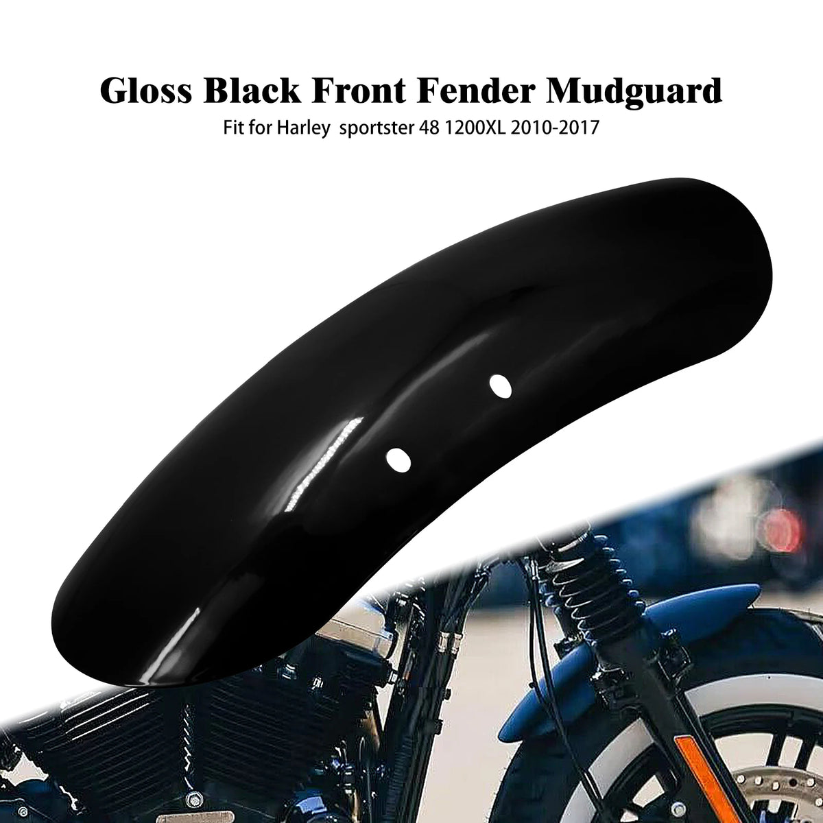 Garde-boue avant court noir style custom pour Harley-Davidson Sportster - vue 7
