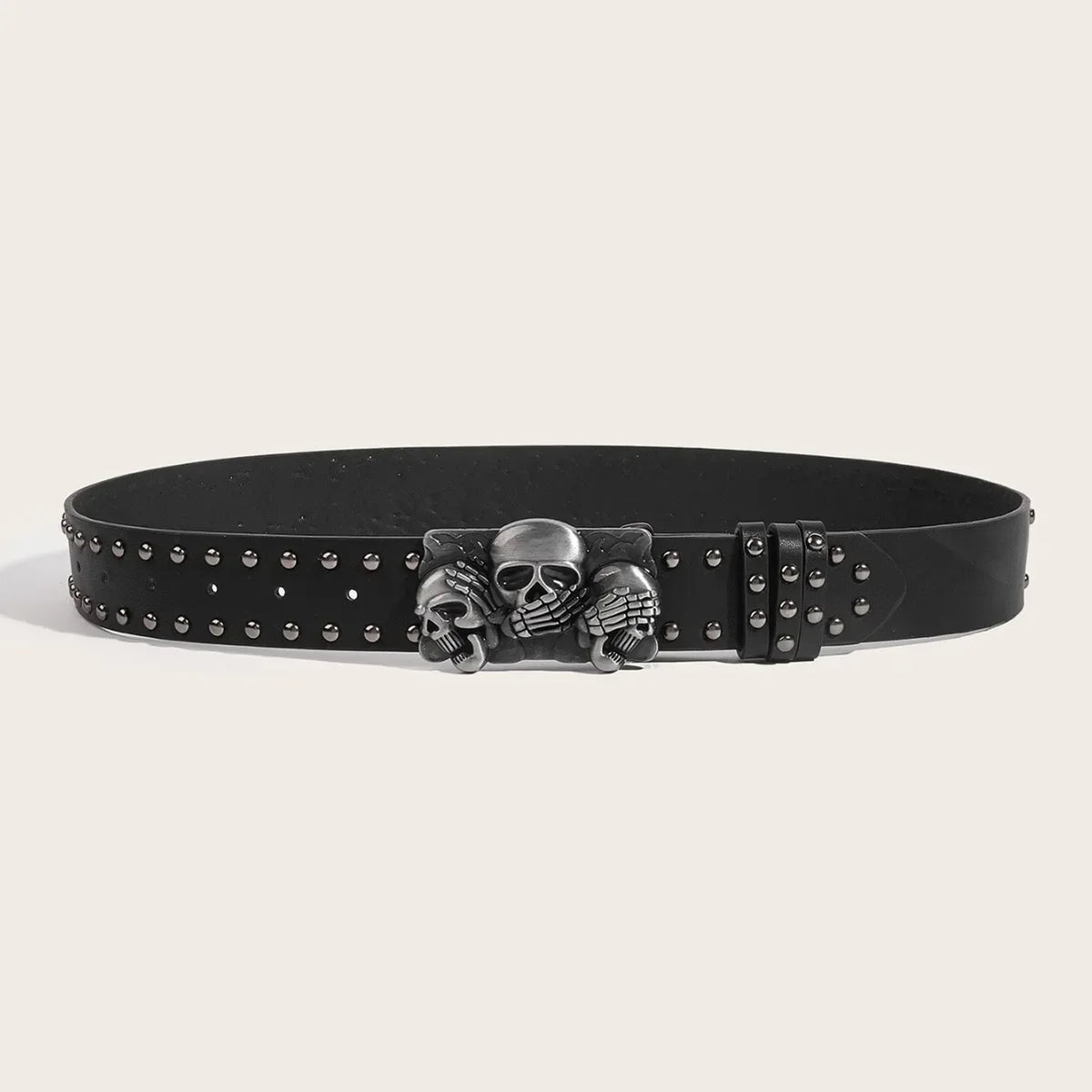 Ceinture punk boucle main de squelette et rivets - vue 5