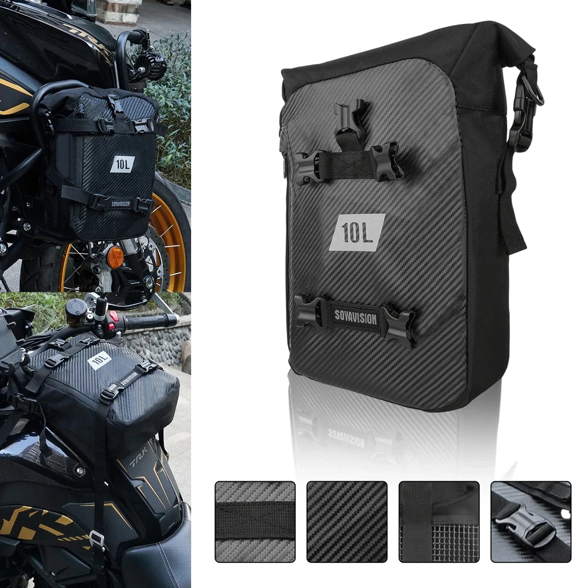 Sacoche noire pour barre de protection moto - vue 4
