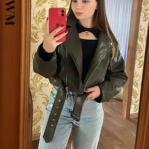 Gilet simili cuir femme oversize ceinturé - vue produit - vue 5