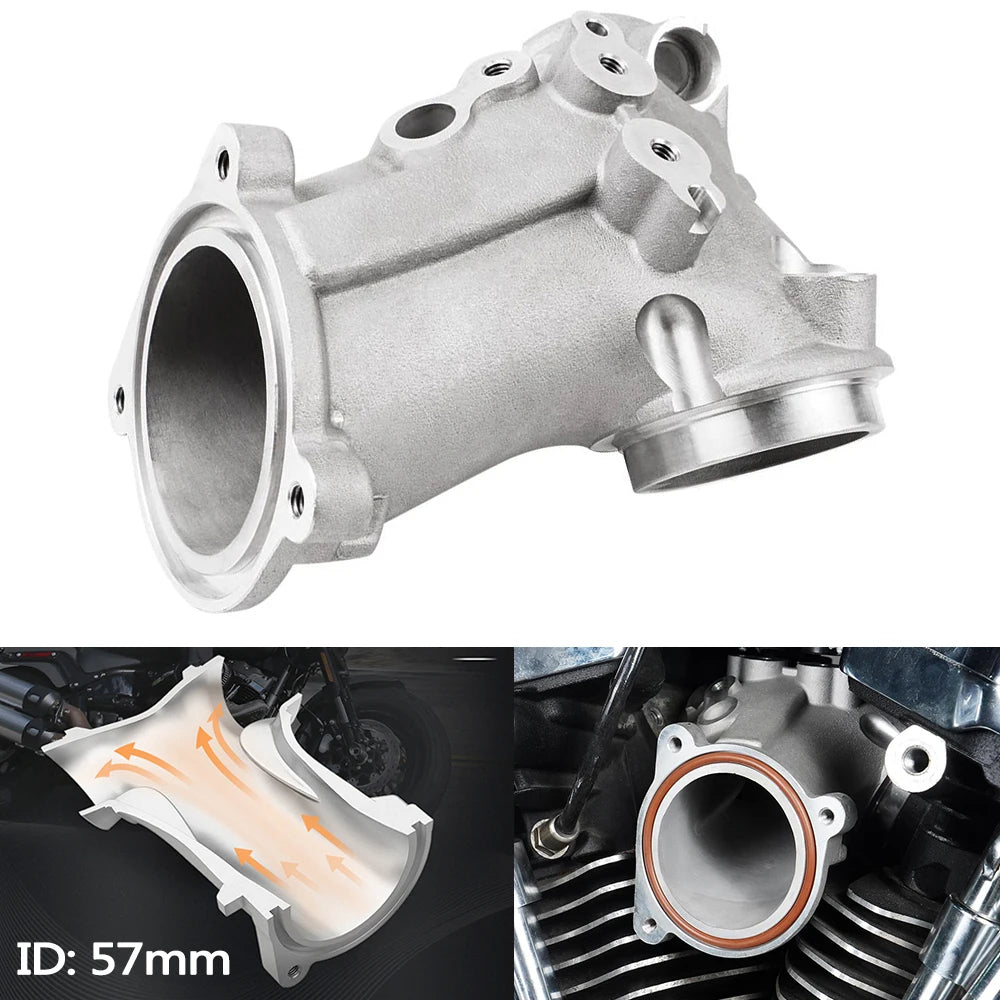 Pipe d'admission 57 mm alu pour Harley M8 - vue 1