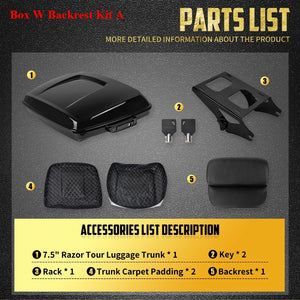Kit Top Case Razor 7,5\" avec Dossier, Support et Fixation Rapide - Harley-Davidson Touring 2014-2025 – photo 10/12