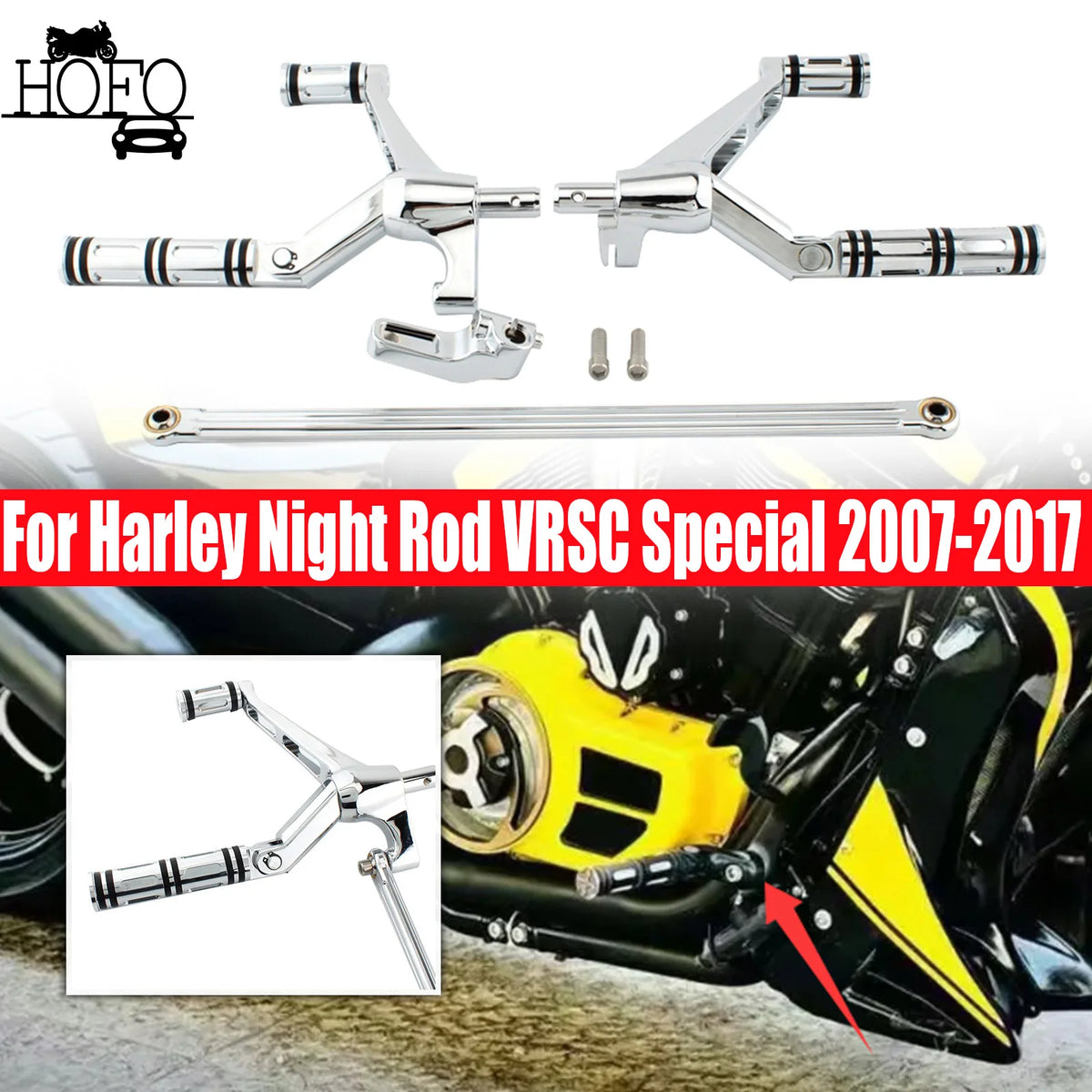 Kit complet commandes avancées, repose-pieds, leviers et biellettes pour Harley-Davidson Night Rod VRSC Special 2007-2017, V-Rod Muscle 2002-2017 – photo 1/12