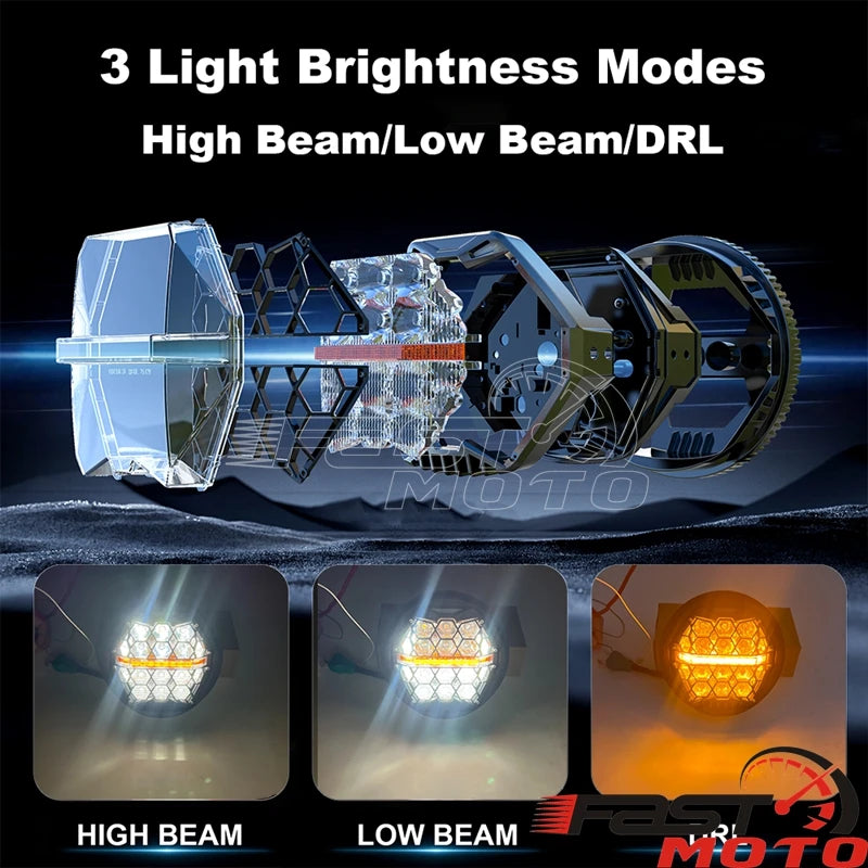 Phare LED rond noir pour moto Harley-Davidson V-Rod - vue 5