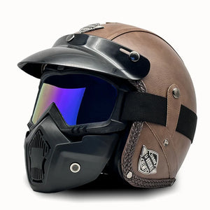 Casque Moto Vintage Ouvert en Cuir PU - Style Café Racer - vue 22
