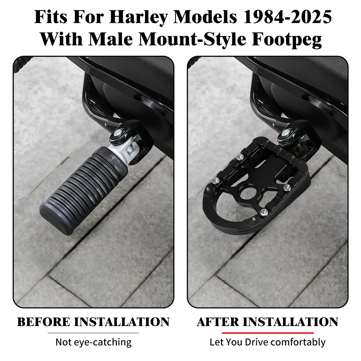 Marchepieds/repose-pieds passager arrière pour Harley-Davidson Sportster, Touring, Road Glide, Dyna et Softail FL – photo 3/12
