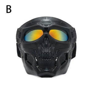 Masque de moto tête de mort rétro noir style biker - vue 9