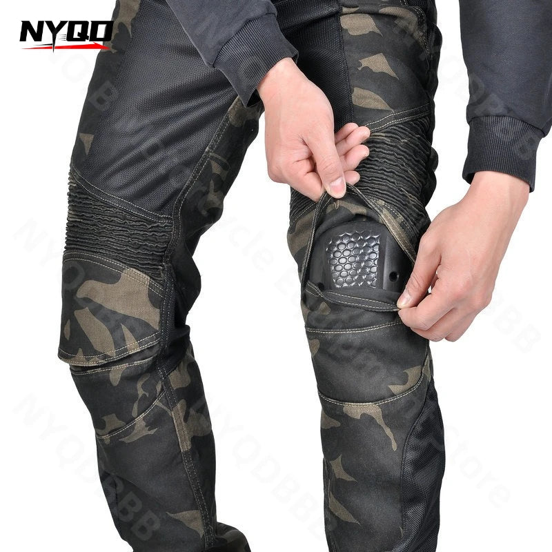 Jean moto été camouflage bleu, mesh respirant anti-chute - vue 2