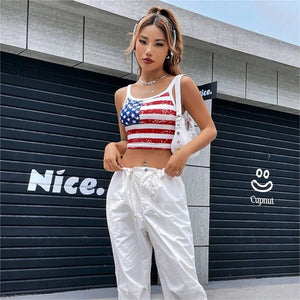 Crop top drapeau USA dos nu - vue 3
