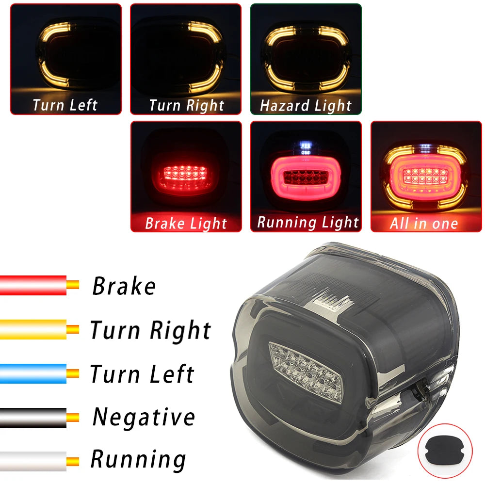 Feu arrière LED fumé avec clignotants intégrés pour Harley Softail Dyna Touring - vue 1