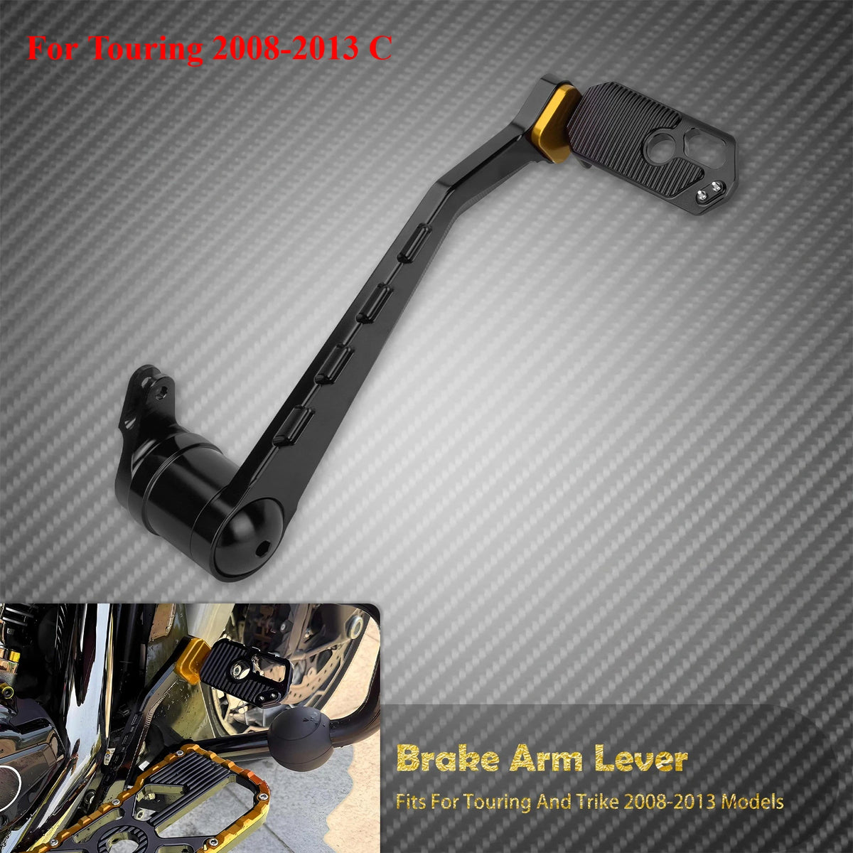 Levier de frein arrière (brake arm) en aluminium - Harley Touring Road King, Street Glide, Electra Glide, Ultra Limited, Trike 2008-2025 – photo 7/14