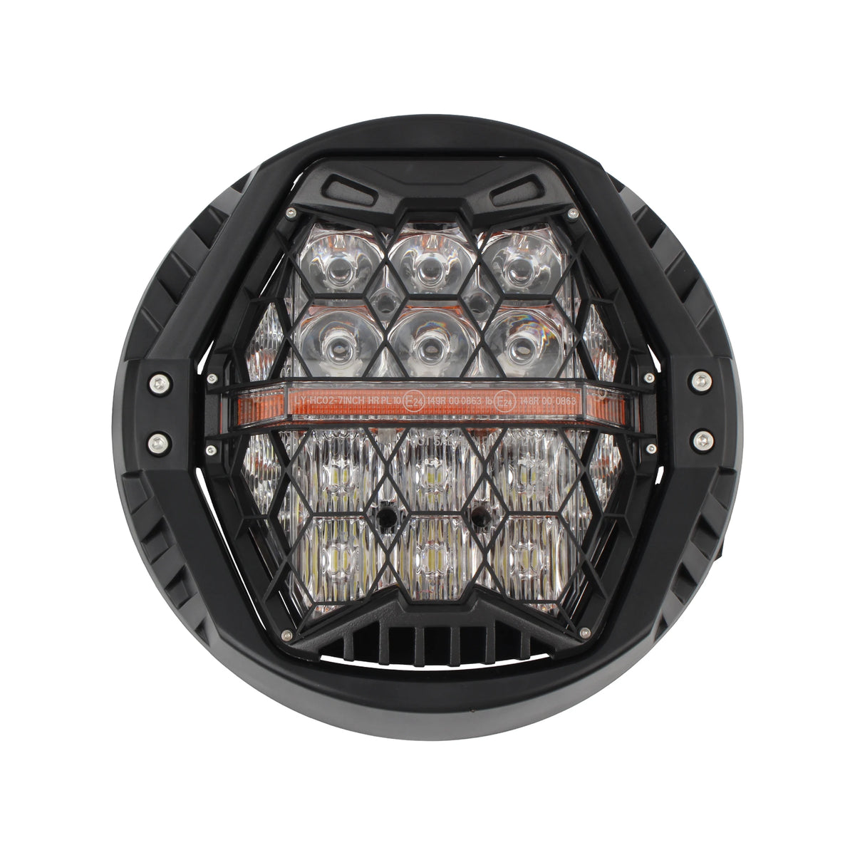 Phare LED rond noir 7 pouces monté sur une Harley-Davidson Dyna - vue 3