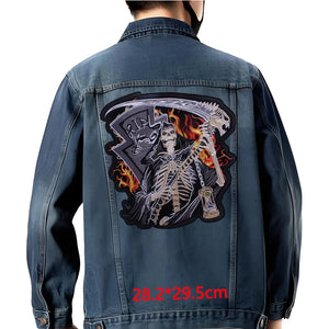 Grand écusson dorsal brodé style biker moto pour blouson - vue 36