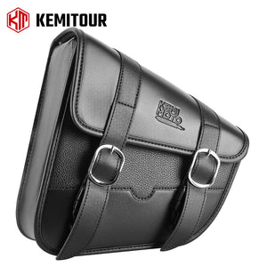 Sacoche de bras oscillant en cuir noir côté gauche pour Harley Softail - vue 1