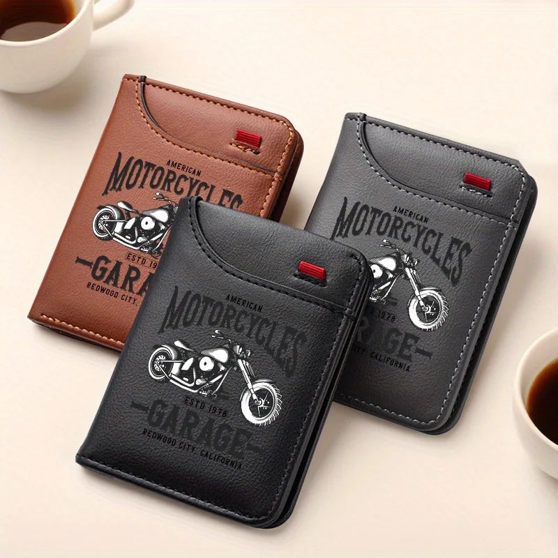 Portefeuille biker marron en cuir PU multi-cartes - vue 1