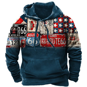 Sweat à Capuche Oversize Homme Imprimé 3D Moto Route 66 - vue 2