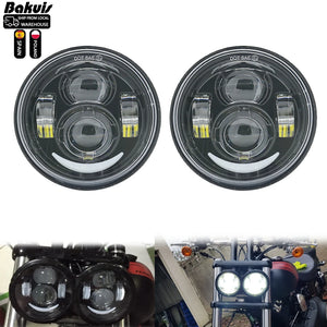 Double phare LED rond pour Harley-Davidson Dyna Fat Bob FXDF - vue 4