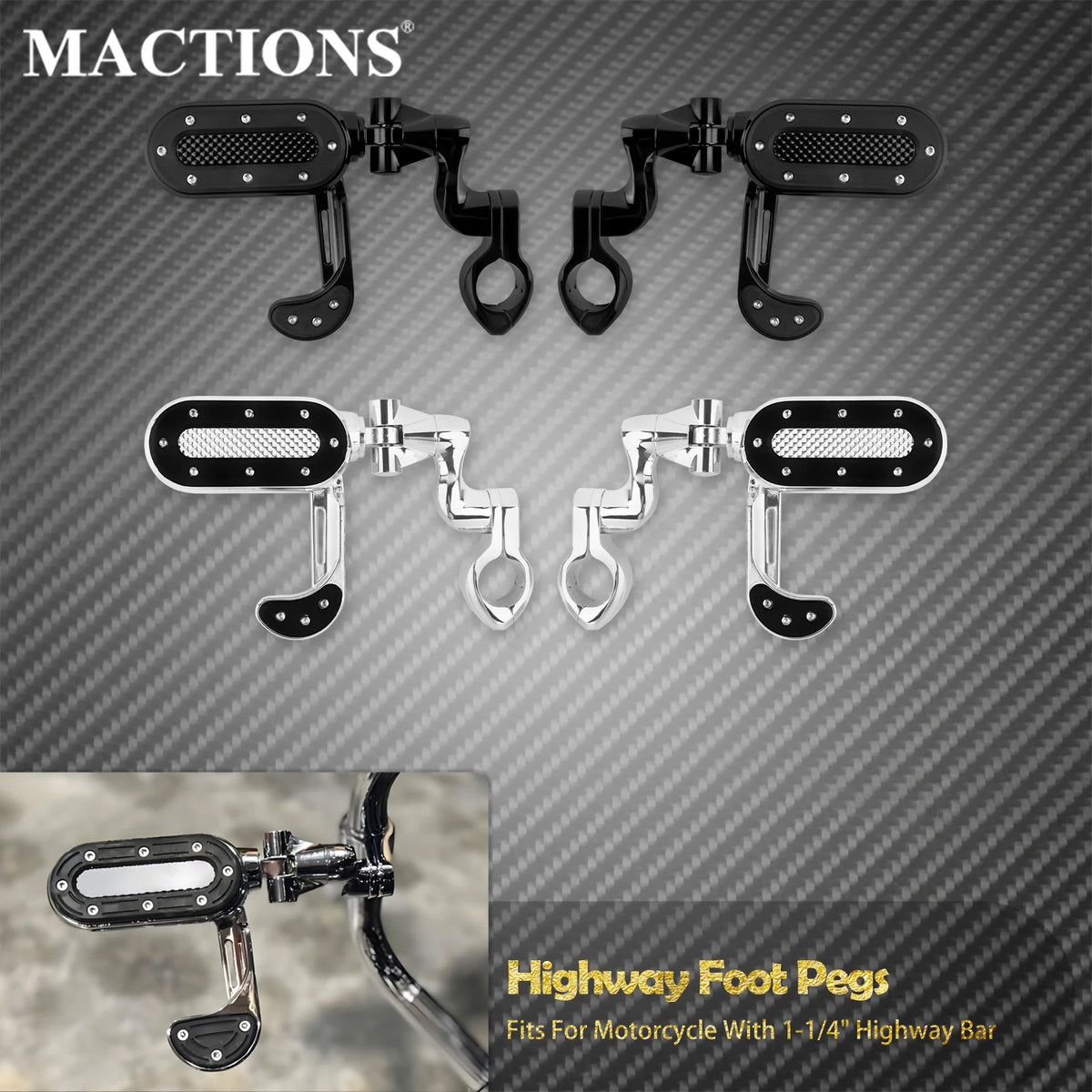 Repose-Pieds Réglables 32mm pour Barre Highway - Harley-Davidson Touring, Road Glide, Softail, Sportster – photo 1/8