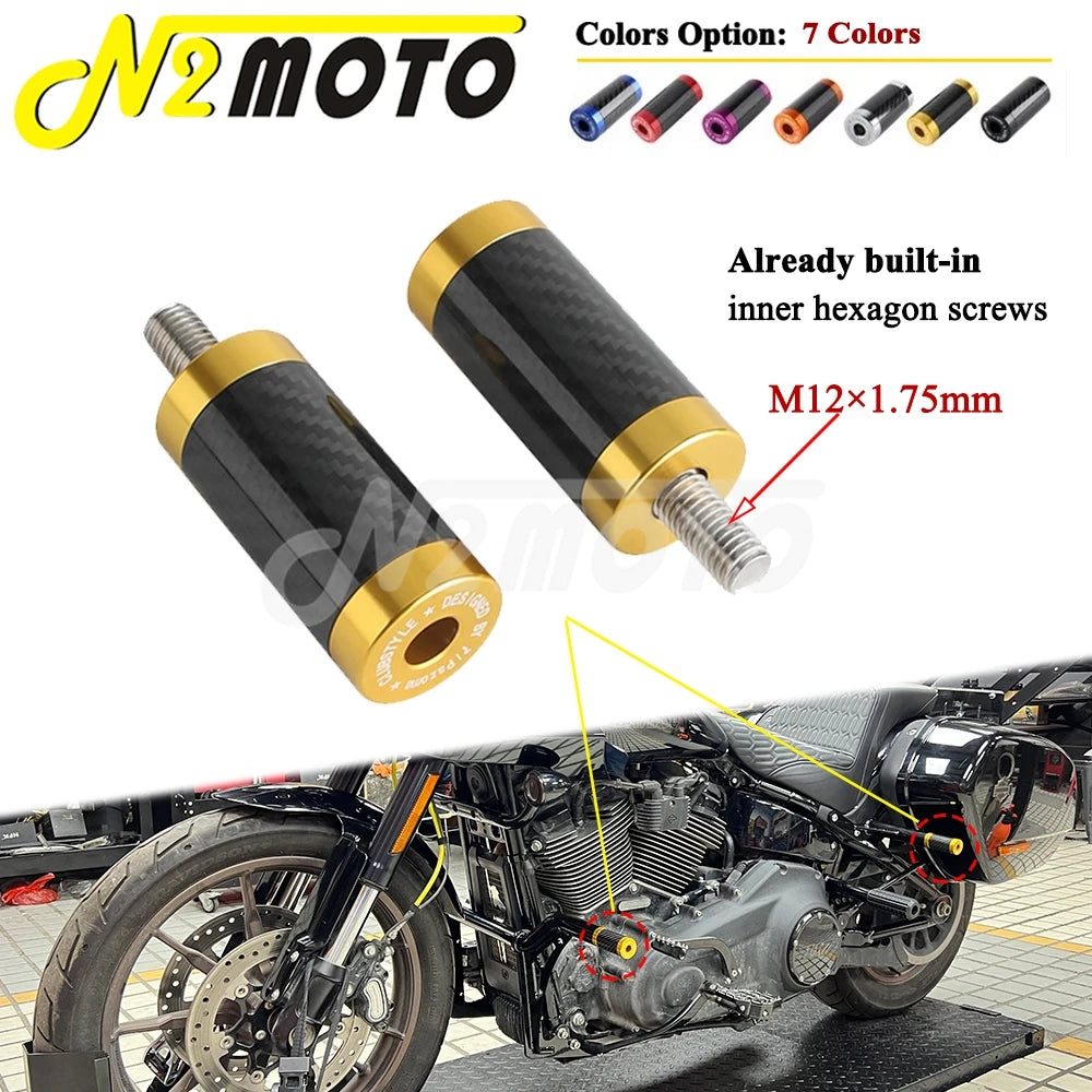 Paire d'embouts de glissière en aluminium et fibre de carbone pour barre de protection moto - vue 1
