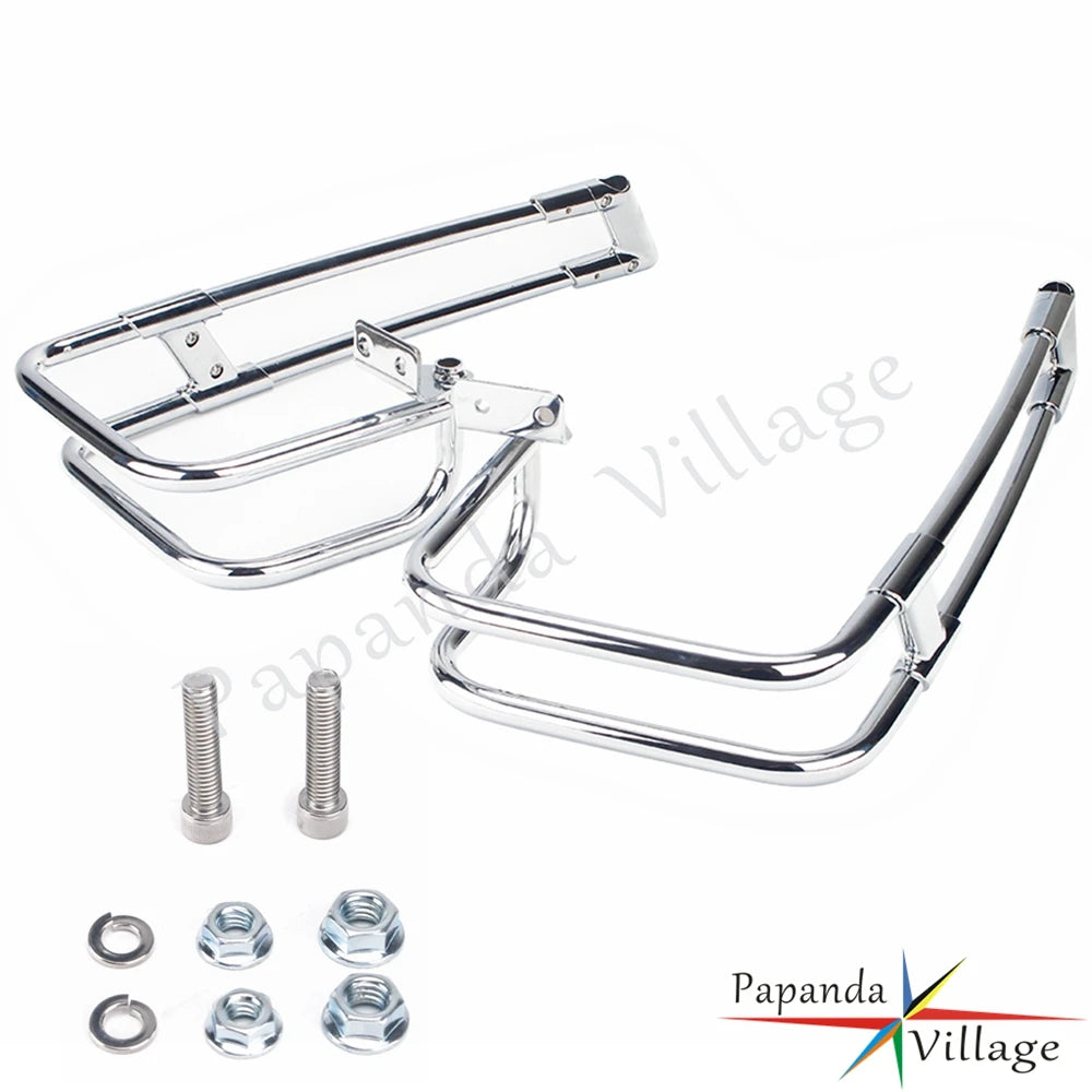 Arceau chromé double rail de protection de sacoche Harley - vue 7