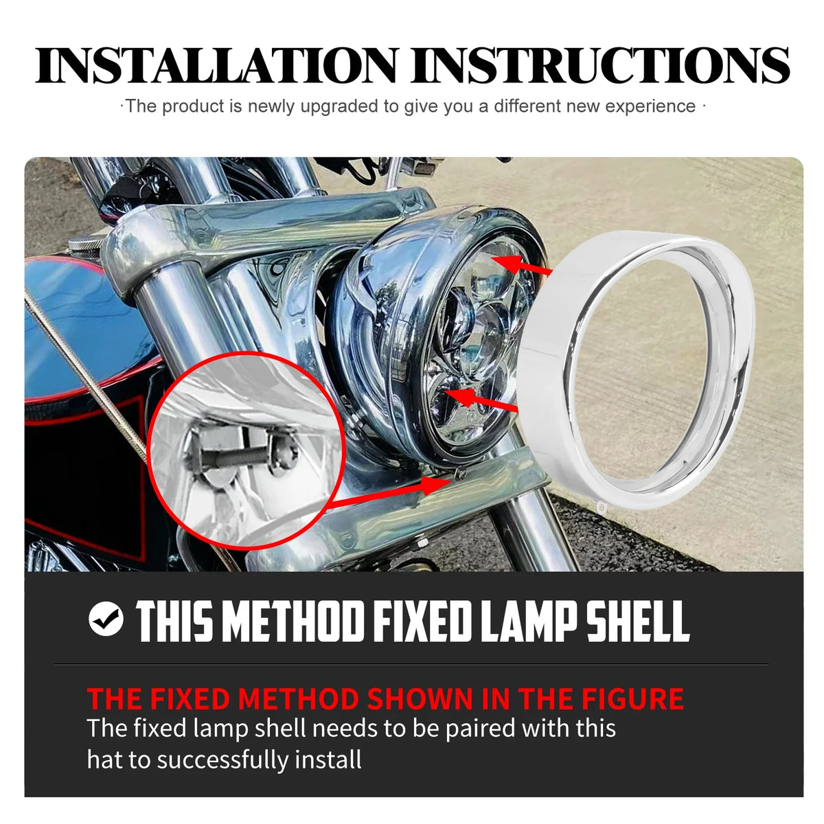 Anneau de calandre de phare chromé pour Harley-Davidson Softail - vue 4