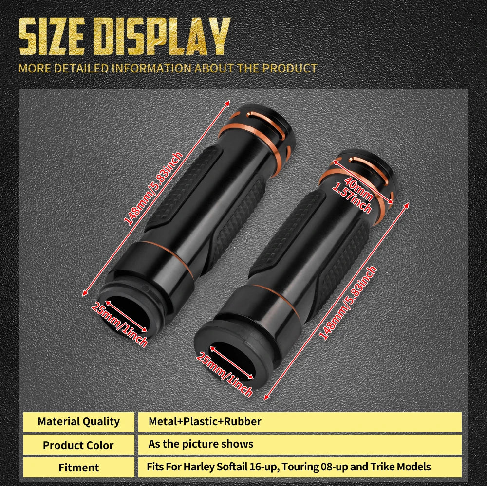 Poignées de guidon électroniques antidérapantes 1'' - Harley Touring, Street Glide, Trike, Softail Breakout, Low Rider S – photo 6/8