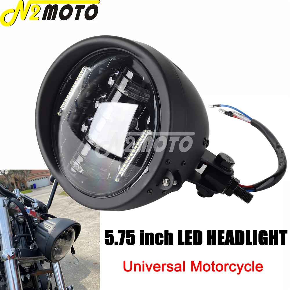 Phare rond chromé 5,75 pouces pour moto custom chopper bobber - vue 3