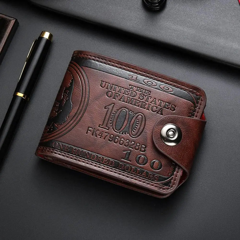 Portefeuille simili cuir motif billet de 100 dollars - vue 1