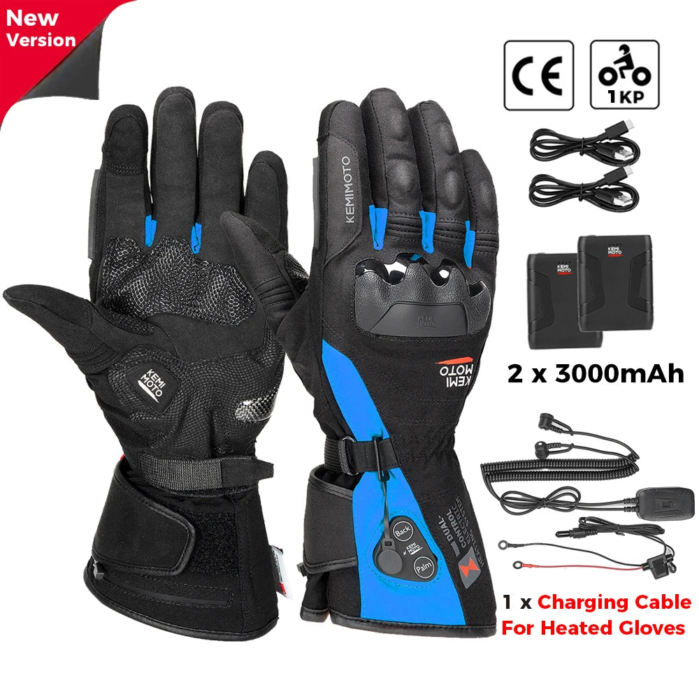 Gants moto chauffants noirs - vue sur main - vue 10
