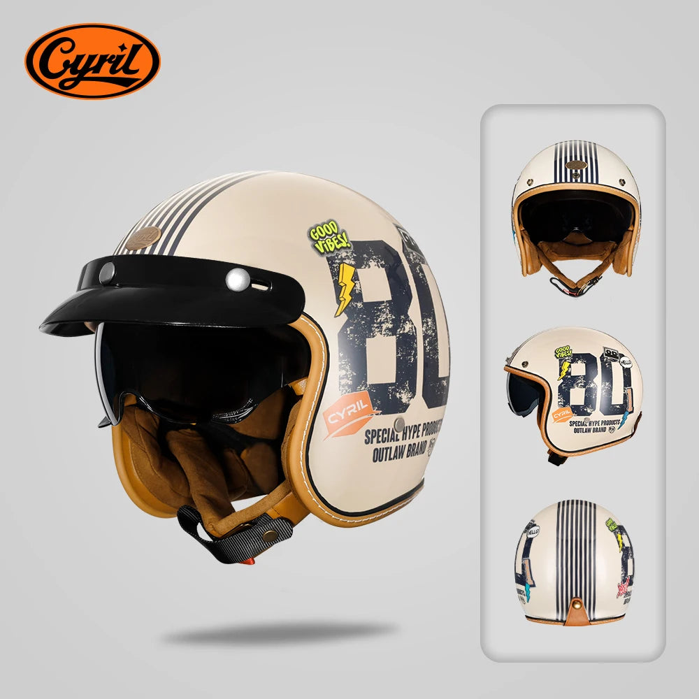 Casque moto jet rétro CYRIL B206 avec visière - vue 7