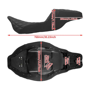 Selle biplace noire en cuir pour Harley-Davidson Touring - vue 6
