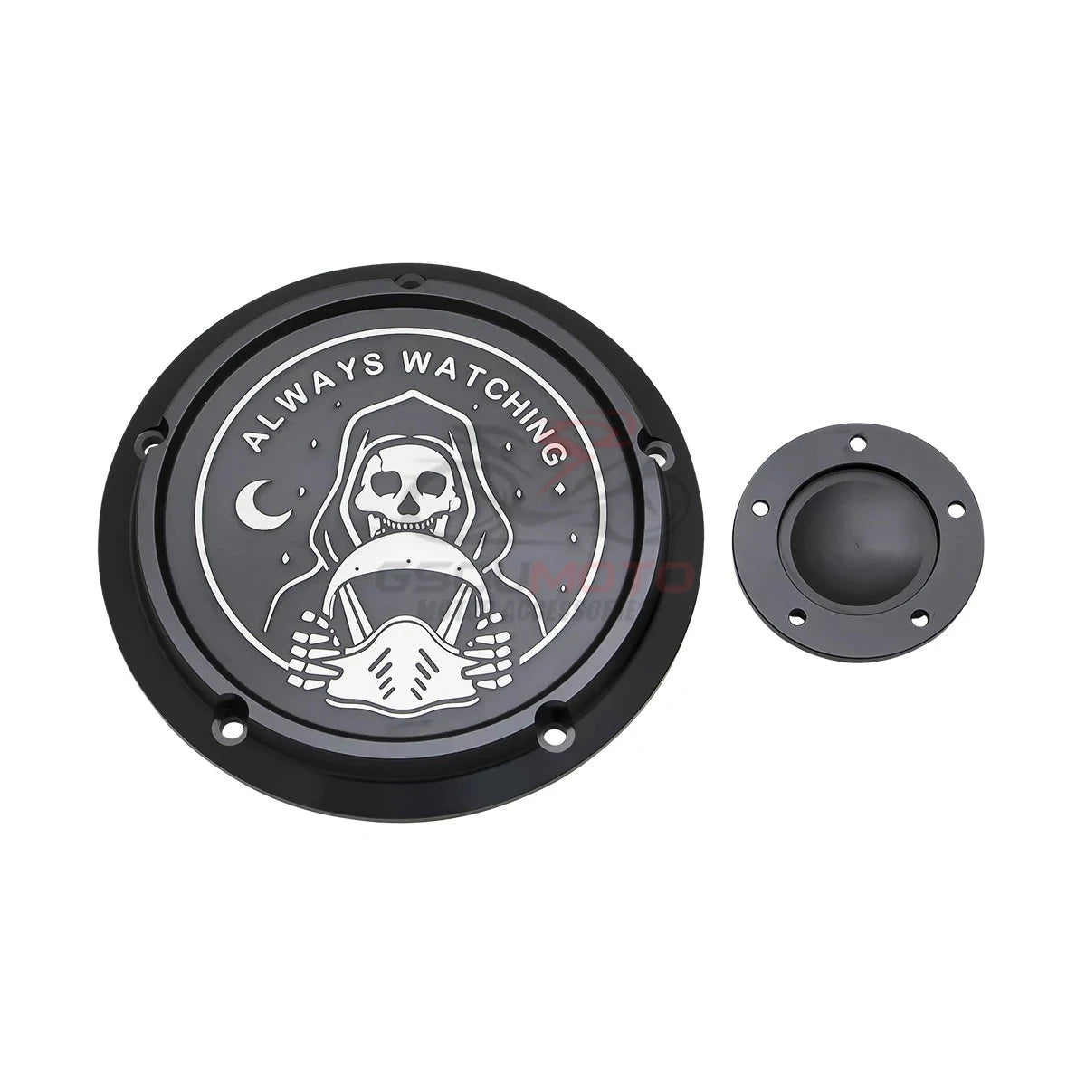 Derby cover noir gravé pour Harley Touring Softail Dyna - vue 11