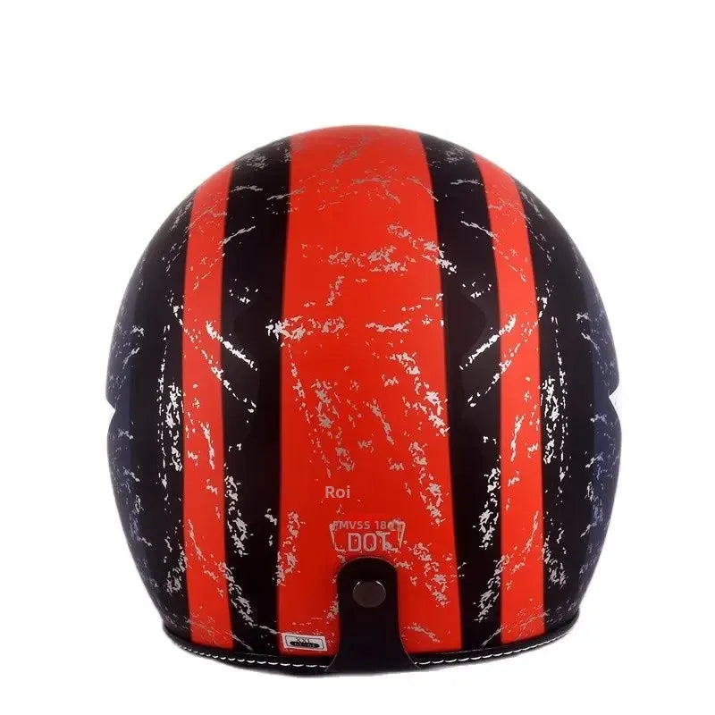 Casque Moto Jet Vintage Noir Brillant - Style Café Racer - vue 5