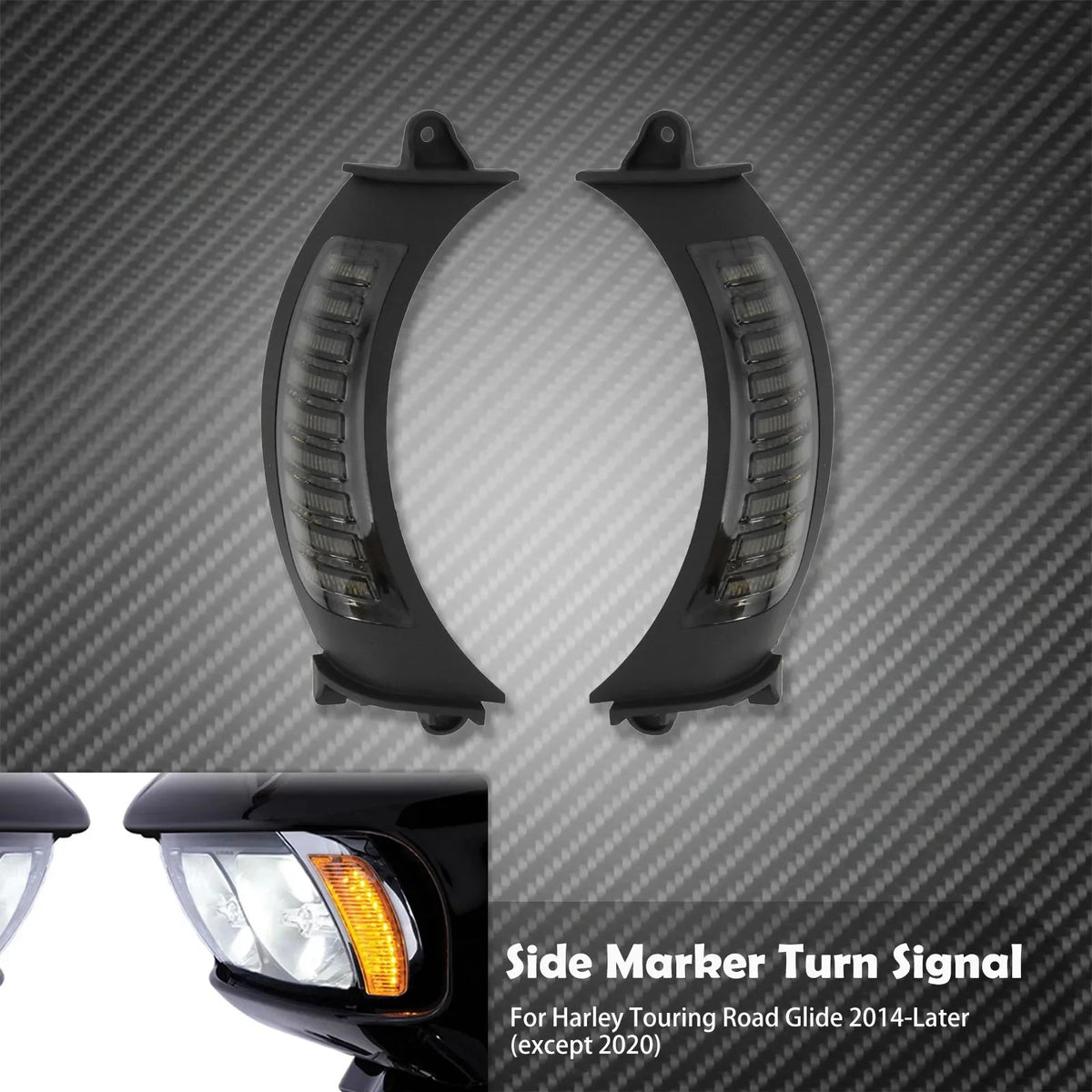 Clignotant avant LED noir avec veilleuse latérale ambre/blanc pour Harley Touring Road Glide - vue 7