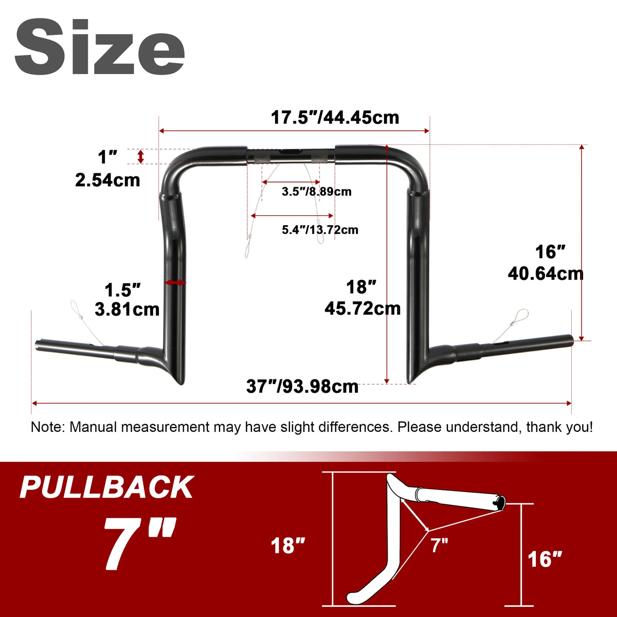 Guidon Ape Hanger Meathook fat 1,5" - Harley-Davidson Street/Electra Glide, Ultra Classic/Limited, Tri-Glide 1986-2023 – photo 11/13