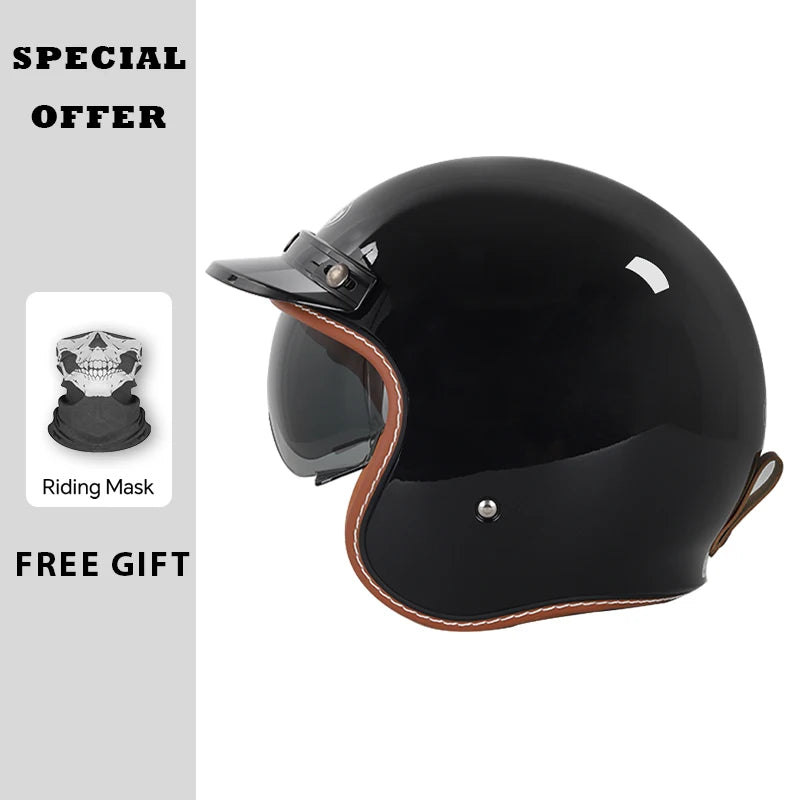 Casque jet vintage style rétro ouvert - vue - vue 3