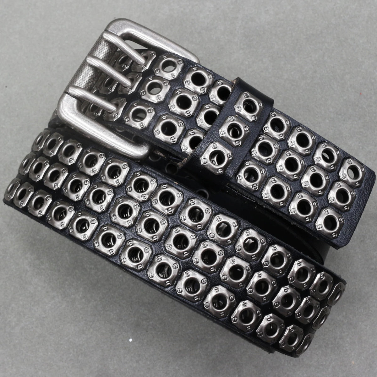 Ceinture en cuir véritable cloutée style rock - vue 21