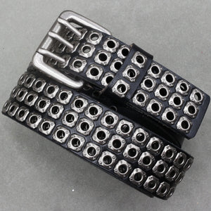 Ceinture en cuir véritable cloutée style rock - vue 21