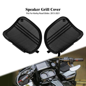 Grilles de Haut-Parleurs Tri-Line Chromées/Noires - Harley-Davidson Touring Road Glide FLTRX 2015-2023 – photo 7/8